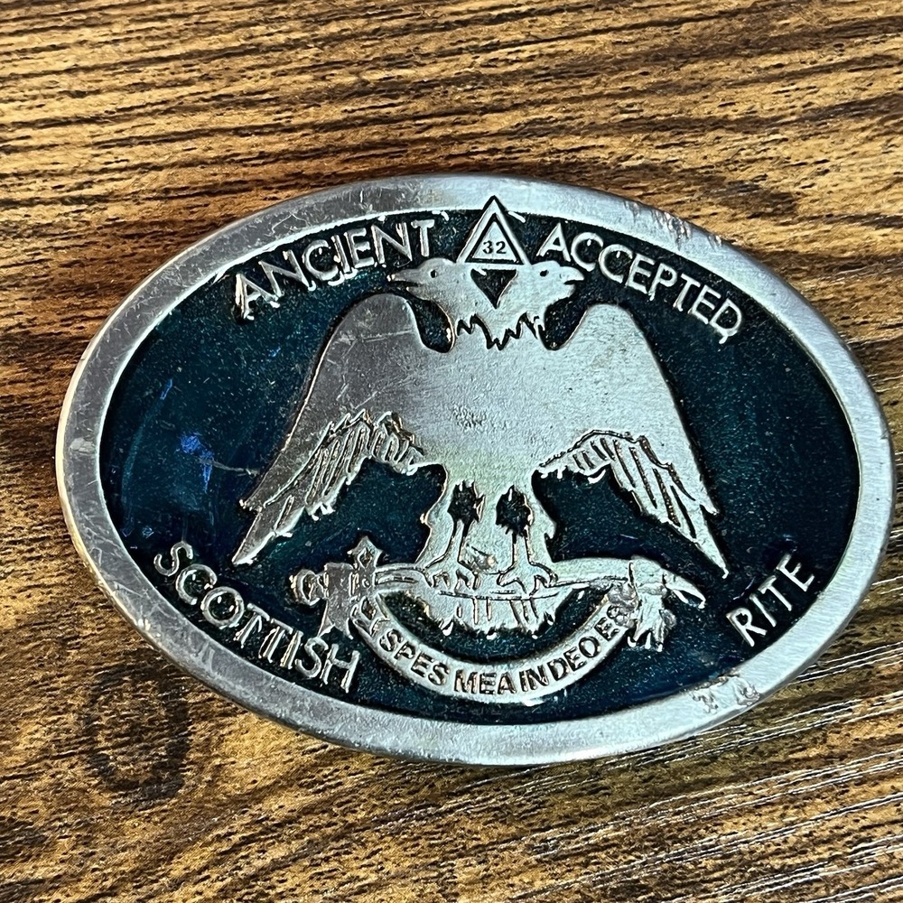 VTG 32° "Ancient" Scottish Rite Masonic Belt Buckle Double Headed Eagle Rare